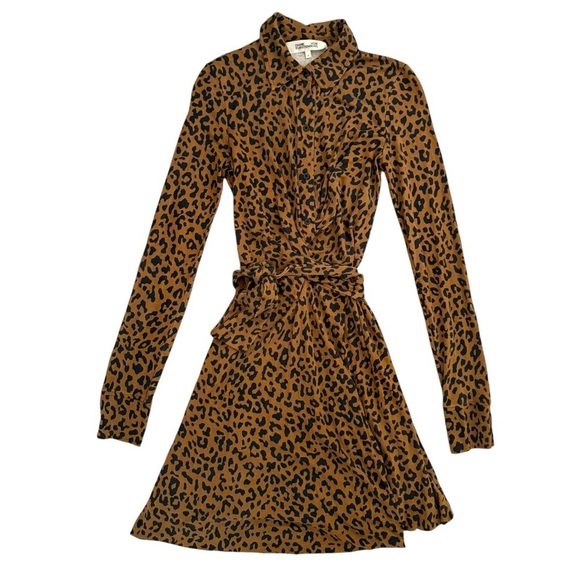 Diane Von Furstenberg Leopard Print Mini Dress - Brown and Black - Picture 1 of 7